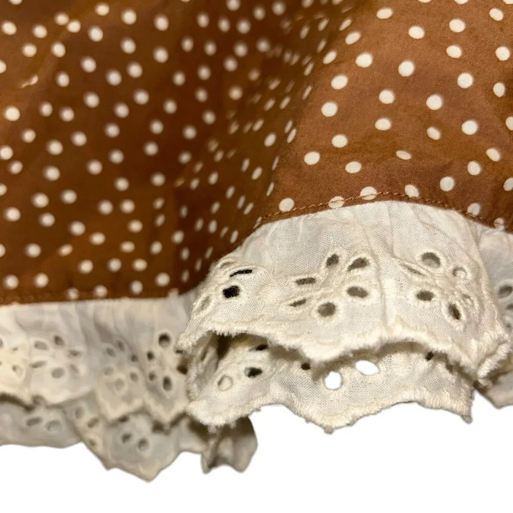 anthropologie NEW brown cream neutral polka dot broderie anglaise eyelet shorts - Picture 3 of 5